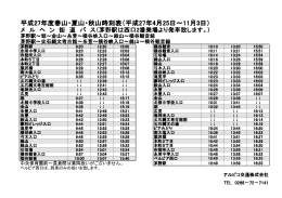 平成27年度春山・夏山・秋山時刻表（平成27年4月25日～11月3日）