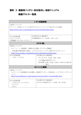 資料 3 駆動用バッテリー各社取外し・回収マニュアル 掲載アドレス一覧表