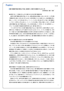 電子書籍市場の現状と今後：成長期への移行を模索する 2013 年
