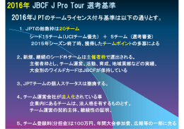 2016年 JBCF J Pro Tour 選考基準
