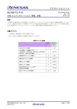 RL78/F13, F14 CANコンフィグレーション、受信、送信