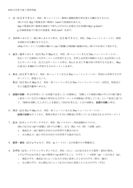 材料力学Ⅱで使う専門用語 1．力（記号 F や P など、単位：N ニュートン