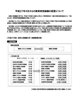 平成27年4月からの教育研究組織の変更について