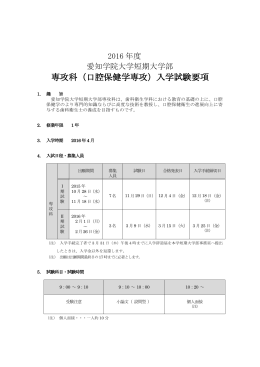 専攻科（口腔保健学専攻）入学試験要項