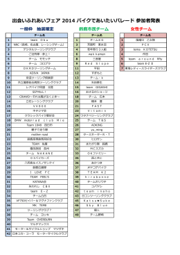 出会いふれあいフェア 2014 バイクであいたいパレード 参加者発表