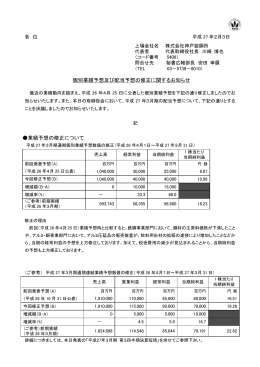 個別業績予想及び配当予想の修正に関するお知らせ