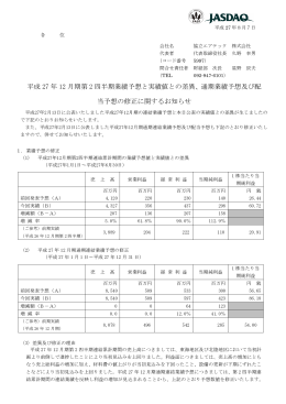 平成 27 年 12 月期第 2 四半期業績予想と実績値との