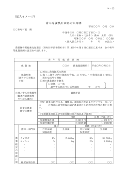 （記入イメージ） 青年等就農計画認定申請書