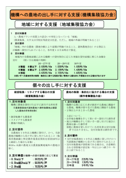 地域に対する支援（地域集積協力金） 個々の出し手に対する支援 機構へ