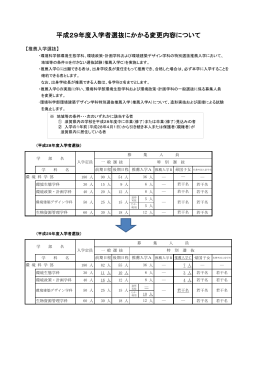 平成29年度入学者選抜にかかる変更内容について