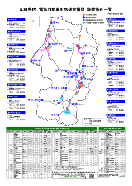 山形県内 電気自動車用急速充電器 設置箇所一覧