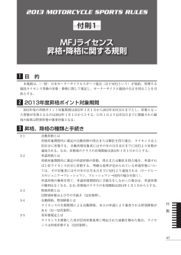 国内競技規則書 付則1 MFJライセンス昇格・降格に関する規則