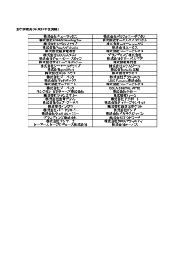 主な就職先（平成26年度実績） ケーアールケープロデュース株式会社