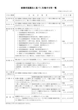 被爆者援護法に基づく各種手当等一覧
