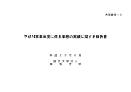 平成24事業年度に係る業務の実績に関する報告書(PDF