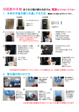 1. 本体の冷温水器に水通しする方法 電源を入れる前に