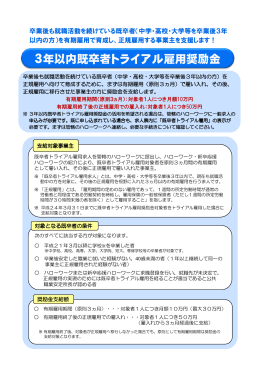3年以内既卒者トライアル雇用奨励金 - 愛知労働局