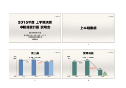 2015年度 上半期決算 中期経営計画 説明会 上半期