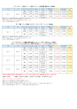 ディンギー・小型カヌー・小型カヤック（小型非動力艇のみ）料金表 ボード