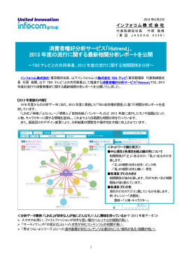 消費者嗜好分析サービス「Histrend」、 2013 年度の流行に関する最新
