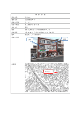 物 件 情 報 建物名称 肉幸ビル 建物住所 小諸市相生町3&minus;1&minus;4 店舗の