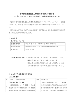 都市計画道路見直し候補路線(素案)に関する パブリックコメント