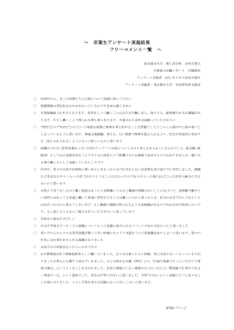 ～ 卒業生アンケート実施結果 フリーコメント一覧 ～