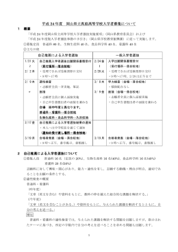 平成 24 年度 岡山県立真庭高等学校入学者募集 高等学校入学者募集