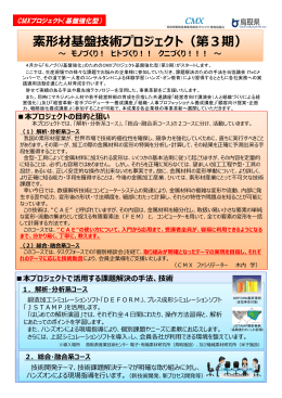 素形材基盤技術プロジェクト（第3期） ～ モノづくり！