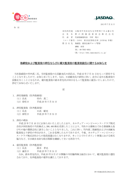 取締役および監査役の辞任ならびに補欠監査役の