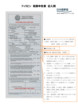 フィリピン 税関申告書 記入例
