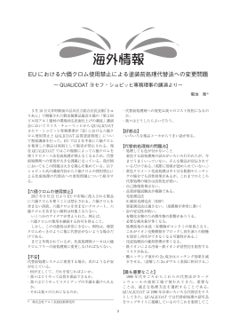 EU における六価クロム使用禁止による塗装前処理代替法への変更問題