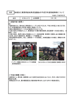 ＜活動内容・結果＞ ＜今後の課題・対策＞ 地域加工業務用産地育成
