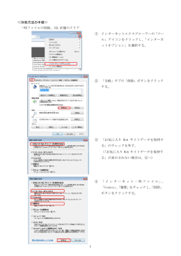 > 一時ファイルの削除、SSL 状態のクリア ①