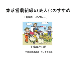 集落営農組織の法人化のすすめ（PDF：462KB）
