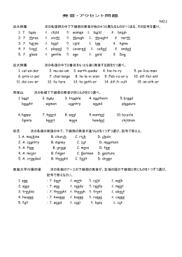 発音・アクセント問題 NO.1 近大附属 次の各語群の中で下線部
