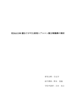 KIAA1199 遺伝子が司る新規ヒアルロン酸分解機構の解析
