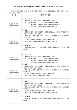 平成22年度入試学生募集要項(願書)の請求・入手方法(1/28