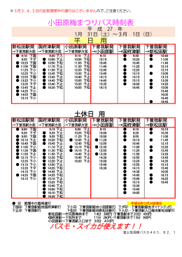 小田原梅まつりバス時刻表 - 小田原梅まつり 曽我別所梅まつり