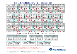 博多・小倉／沖縄航路スケジュール 2015年10～11月