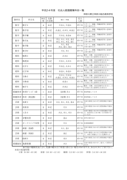 平成24年度 社会人聴講募集科目一覧