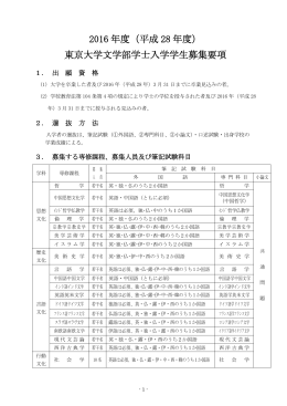 2016年度（平成28年度）東京大学文学部学士入学学生募集要項（PDF）