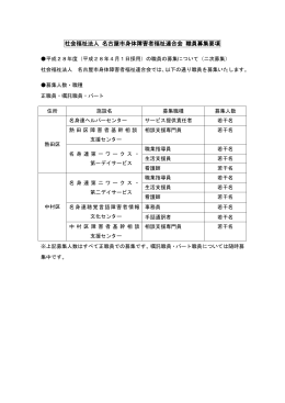 社会福祉法人 名古屋市身体障害者福祉連合会 職員募集要項
