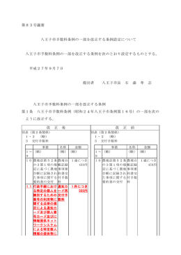 第83号議案 八王子市手数料条例の一部を改正する条例設定について
