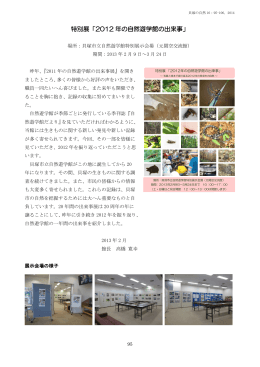 特別展「2012 年の自然遊学館の出来事」