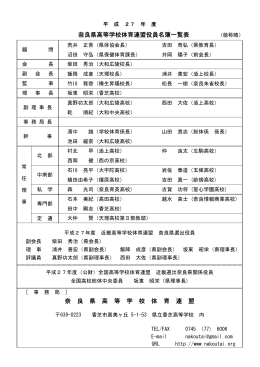 平成27年度 本部役員 - 奈良県高等学校体育連盟