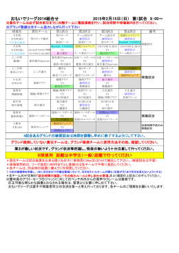 おもいでリーグ2014組合せ 2015年2月15日（日） 第1試合 9：00～ B球使