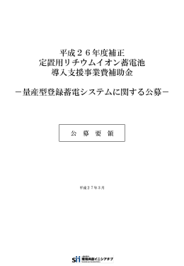 平成23年度 定置用リチウムイオン蓄電池 導入促進対策事業費補助金