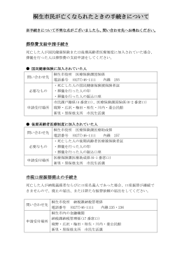 死亡したときの主な手続きについて