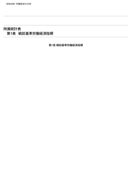 附属統計表 第1表 戦前基準労働経済指標